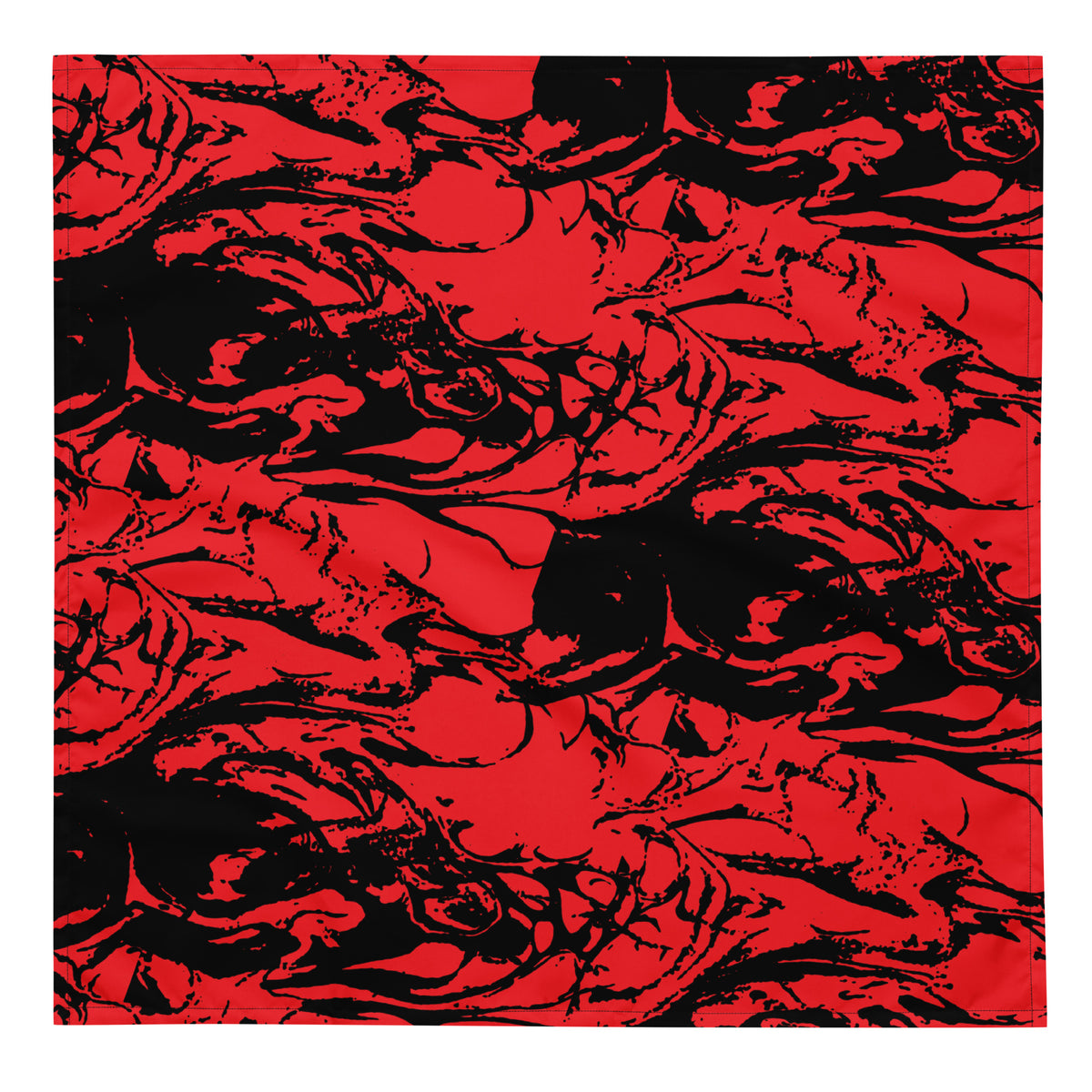 Ink-Riot Bandana Black and Red – red and black all-over print bandana